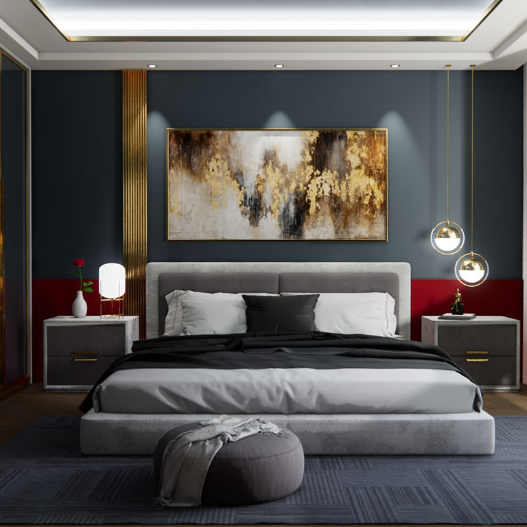3D design and 3D rendering of a bedroom project from LUXE3D