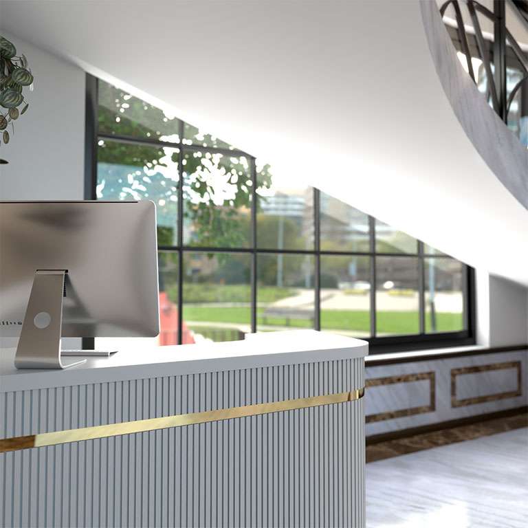 3D design and 3D rendering of a commercial spiral staircase project from LUXE3D