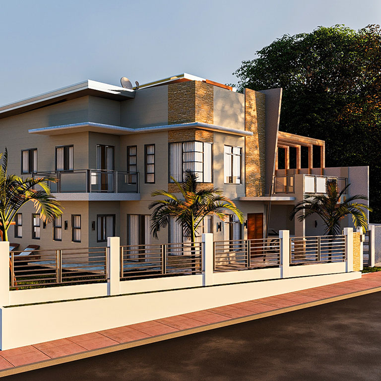 3D design and 3D rendering of an exterior project from LUXE3D