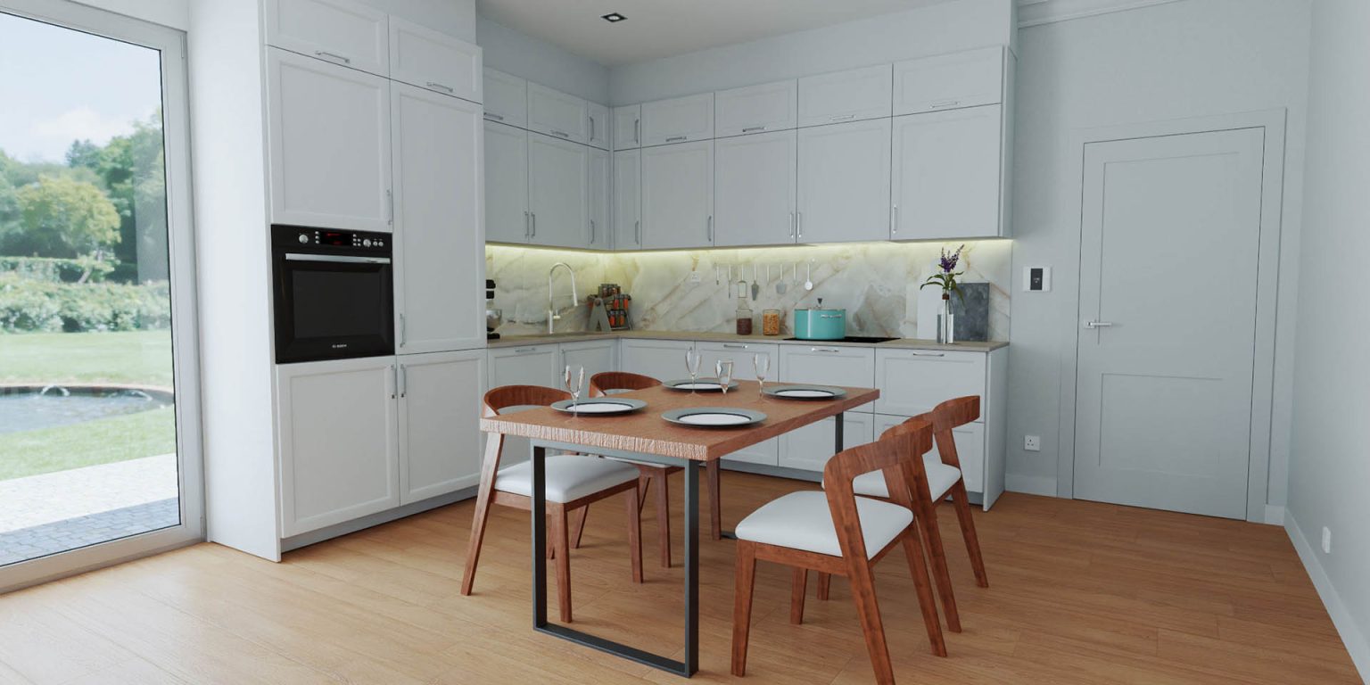 3D design and 3D rendering of a kitchen project from LUXE3D