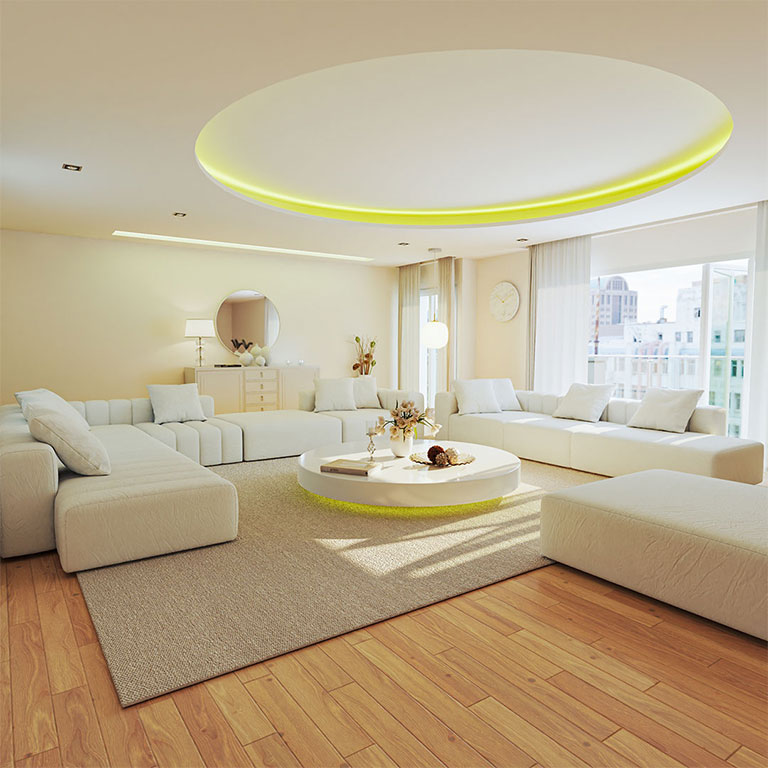 3D design and 3D rendering of a living room project from LUXE3D
