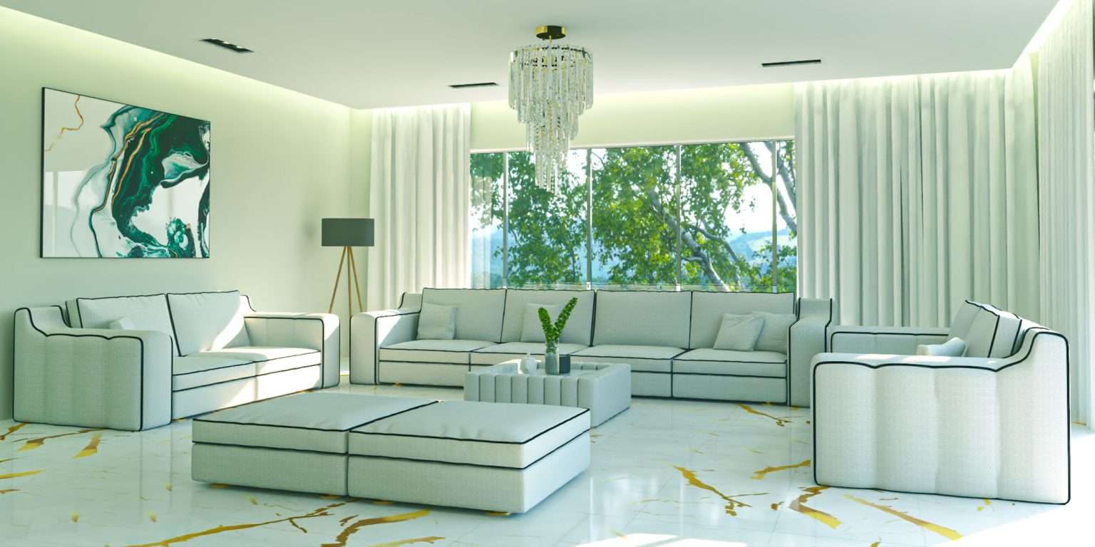 3D design and 3D rendering of a living room project from LUXE3D