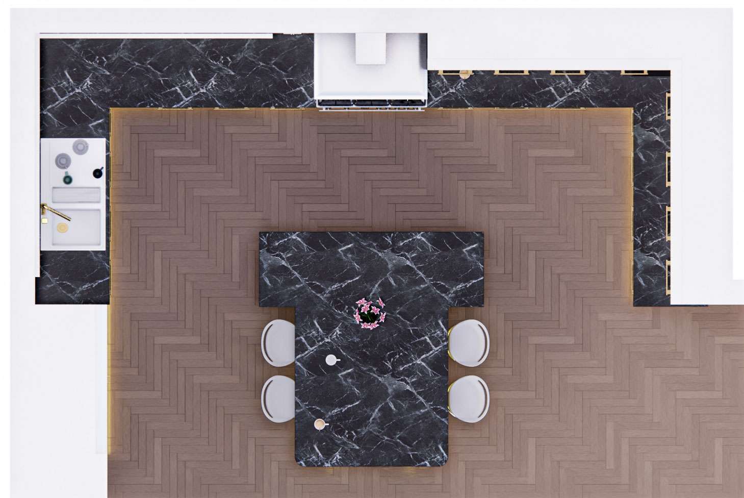 KITCHEN 3D RENDER FLOOR PLAN LUXE3D