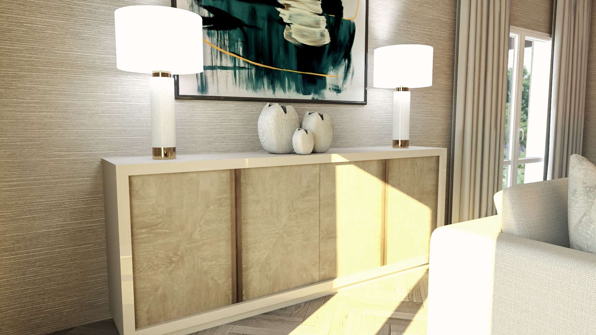 Living Room 3D Rendering by Luxe3D