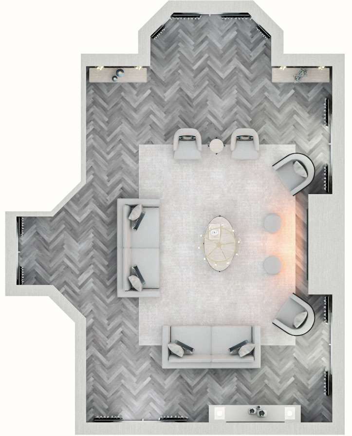 LIVING ROOM 3D RENDER FLOOR PLAN LUXE3D