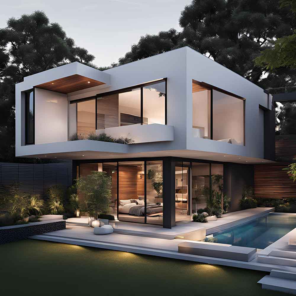 A Modern Minimalist home exterior Marvel LUXE3D