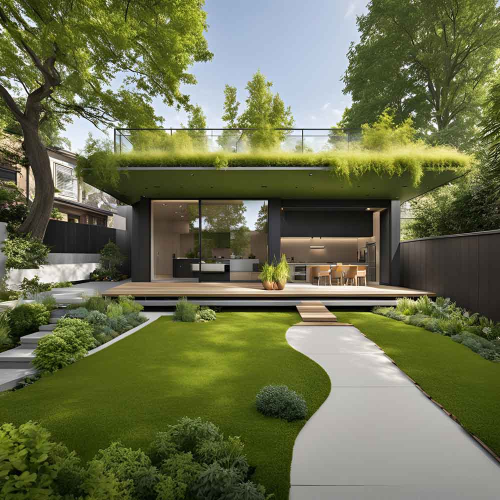 Urban Oasis house exterior with Green Roof