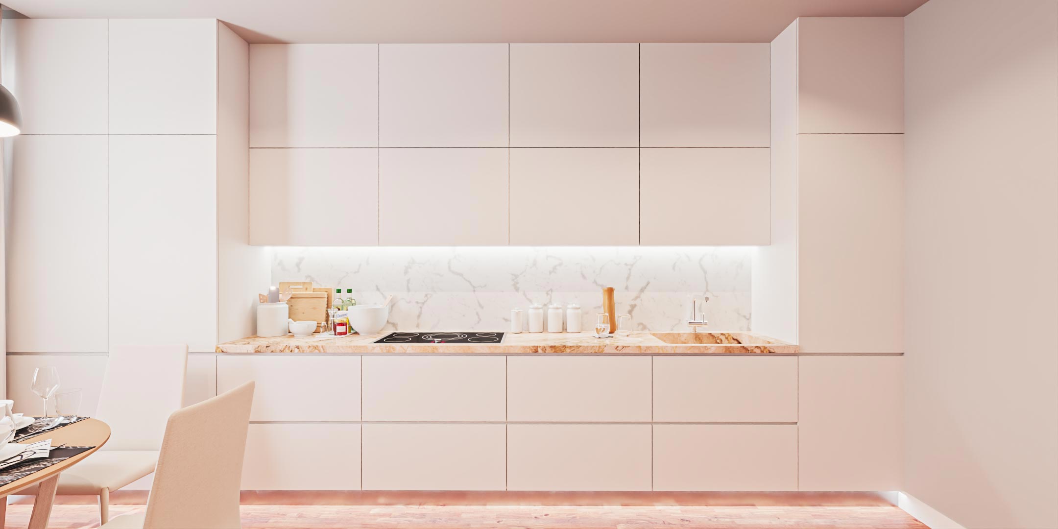 3D design and 3D rendering of a kitchen project from LUXE3D